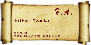Helfer Avarka névjegykártya